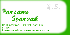 mariann szarvak business card
